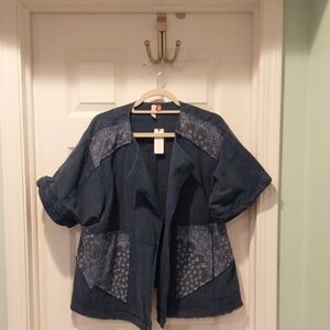 Anthropologie Dark Blue Patchwork Jean Jacket